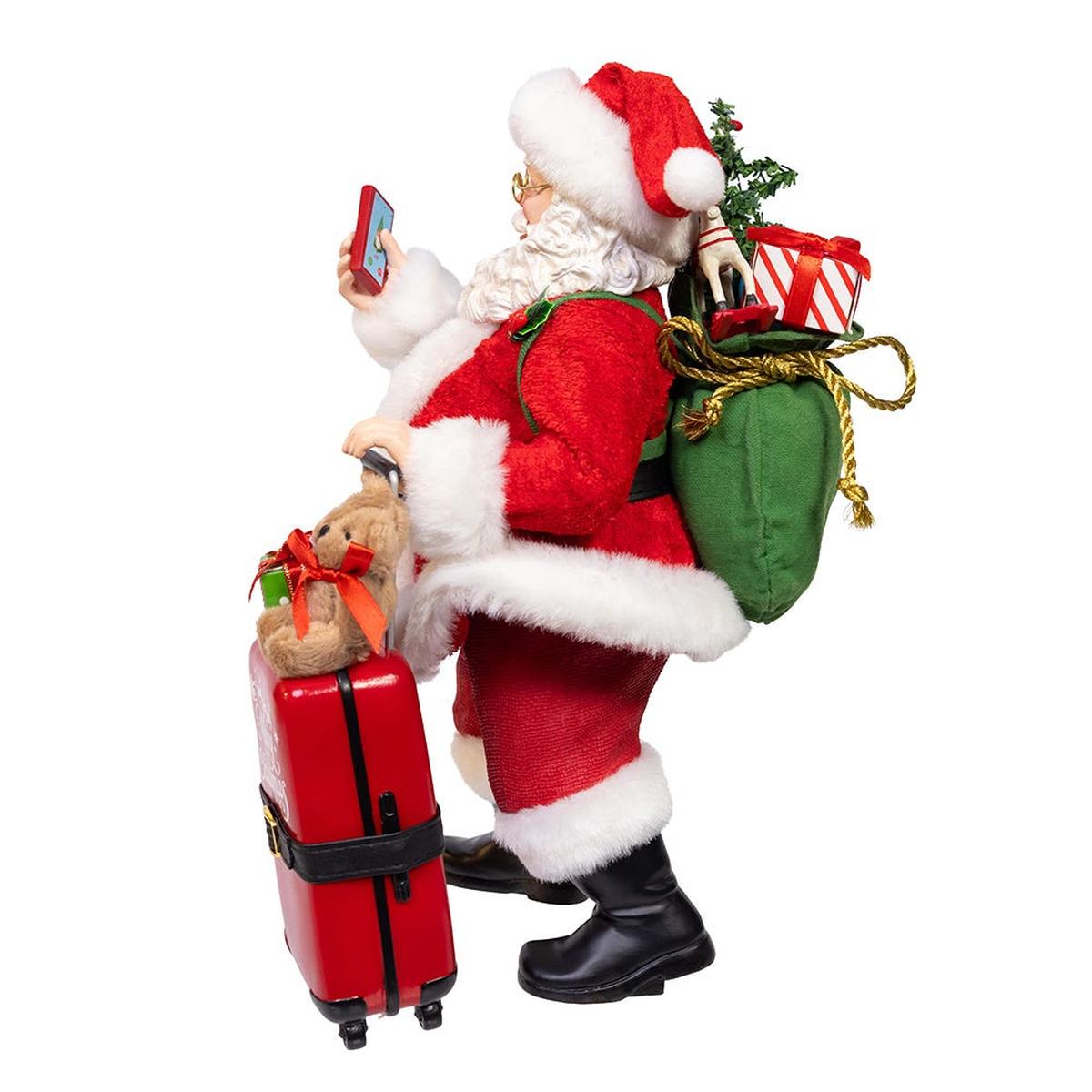 Shop For Kurt Adler 10.5 - Inch Fabriché Santa with Red Luggage, 2 - Piece Set