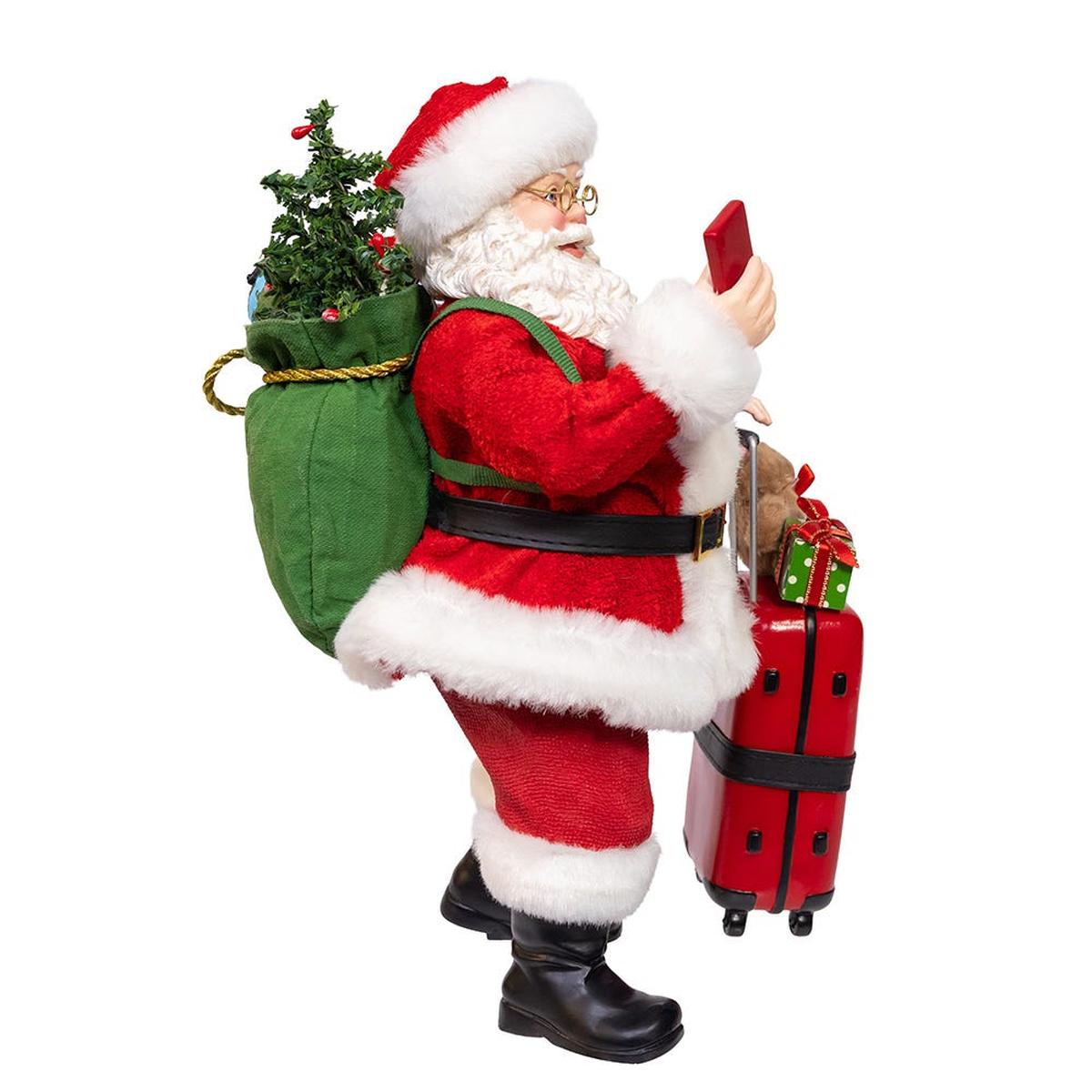 Shop For Kurt Adler 10.5 - Inch Fabriché Santa with Red Luggage, 2 - Piece Set