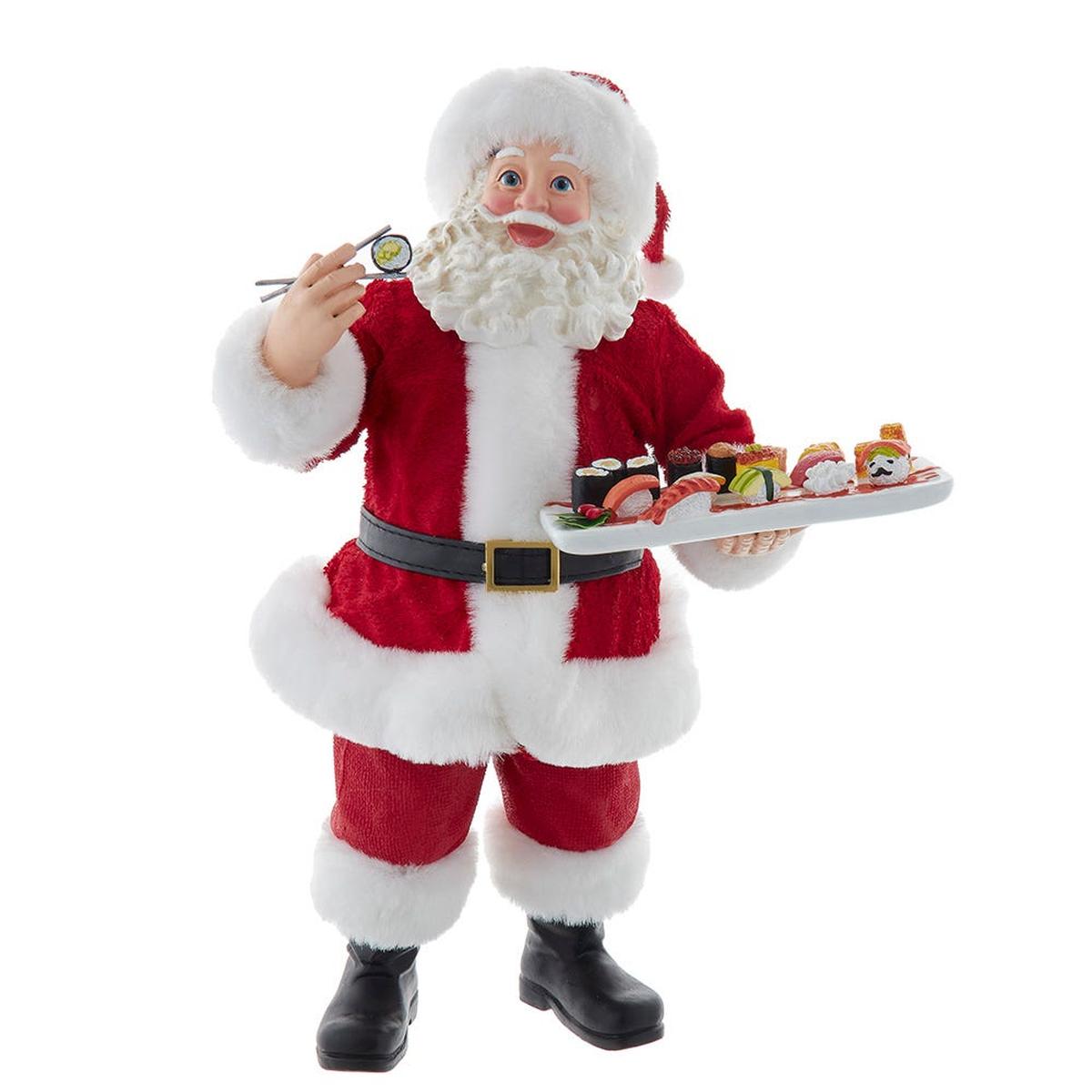 Shop For Kurt Adler 10.5 - Inch Fabriché Santa with Sushi Platter