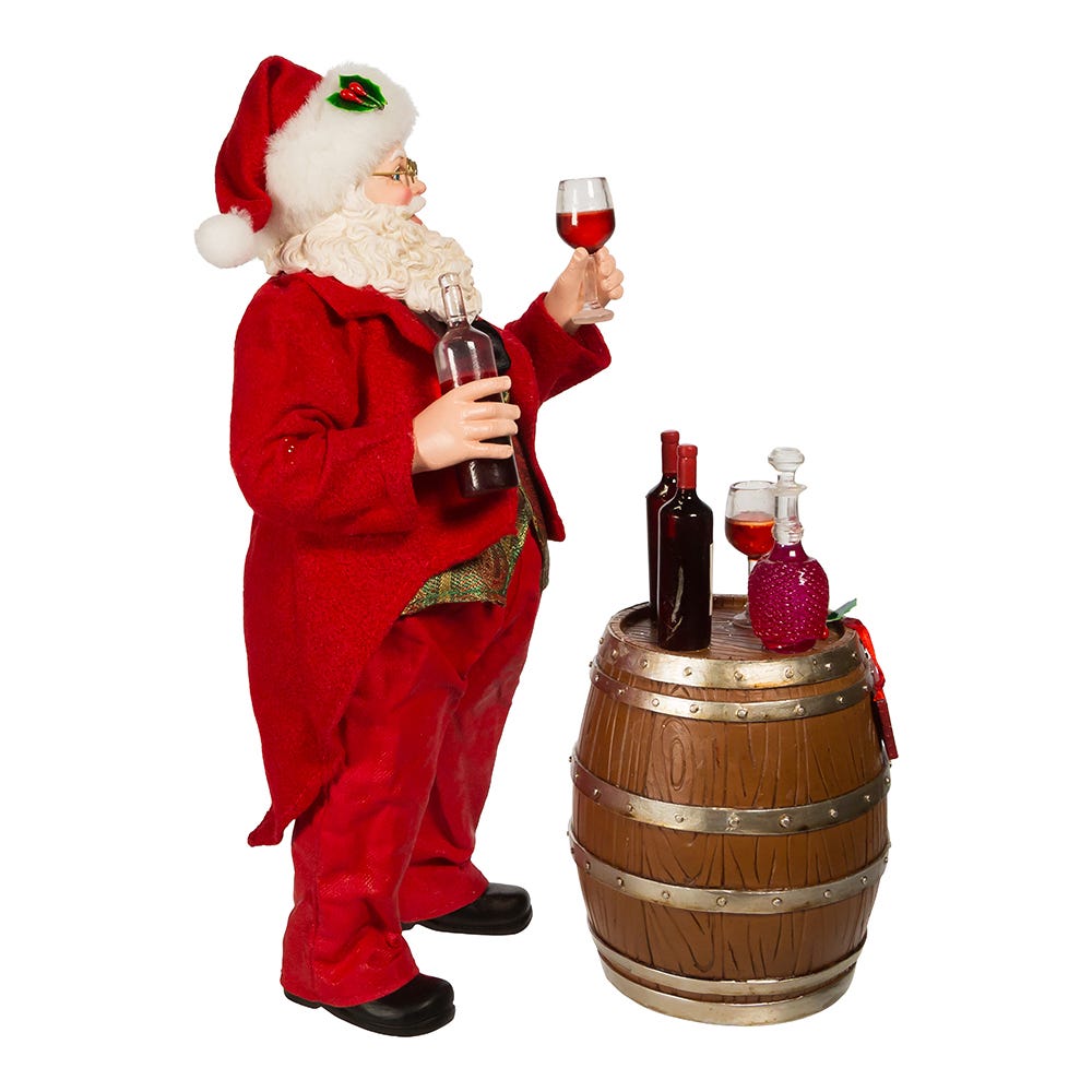 Shop For Kurt Adler 10.5 - Inch Fabriché Wine Tasting Santa, 2 Piece Set