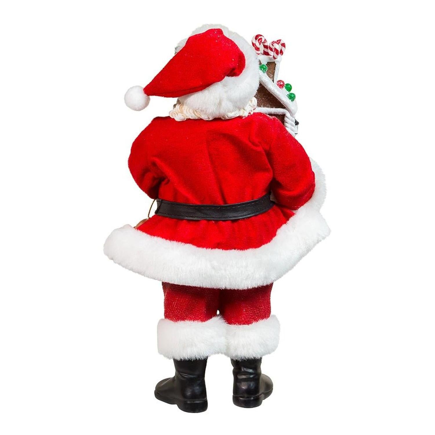 Kurt Adler 11" Battery-Operated Santa with Light-Up Gingerbread House
