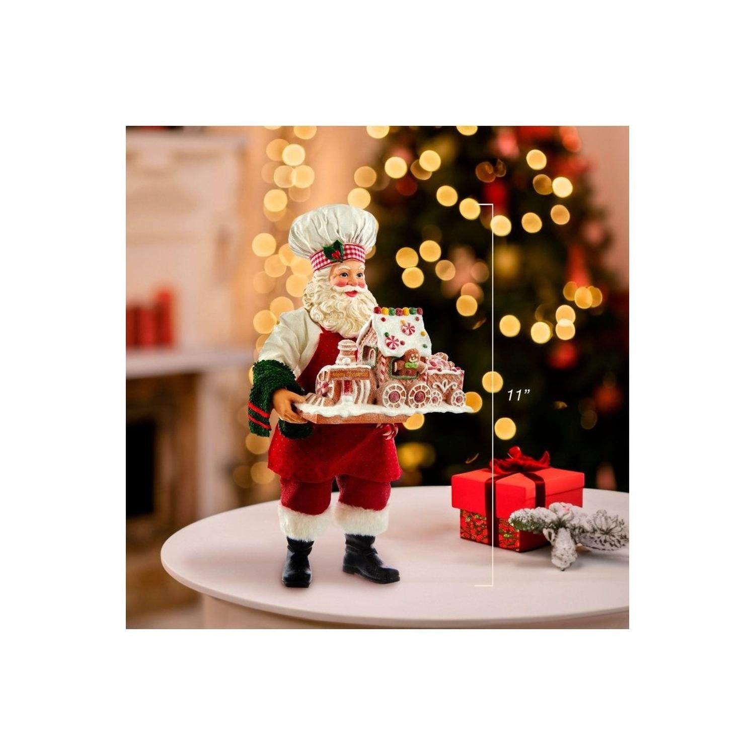 Kurt Adler 11" Fabriché Santa with Gingerbread Train