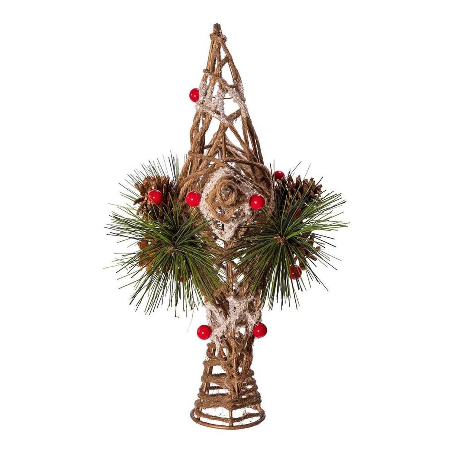 Shop For Kurt Adler 11 - Inch Natural Star with Pinecones Treetop