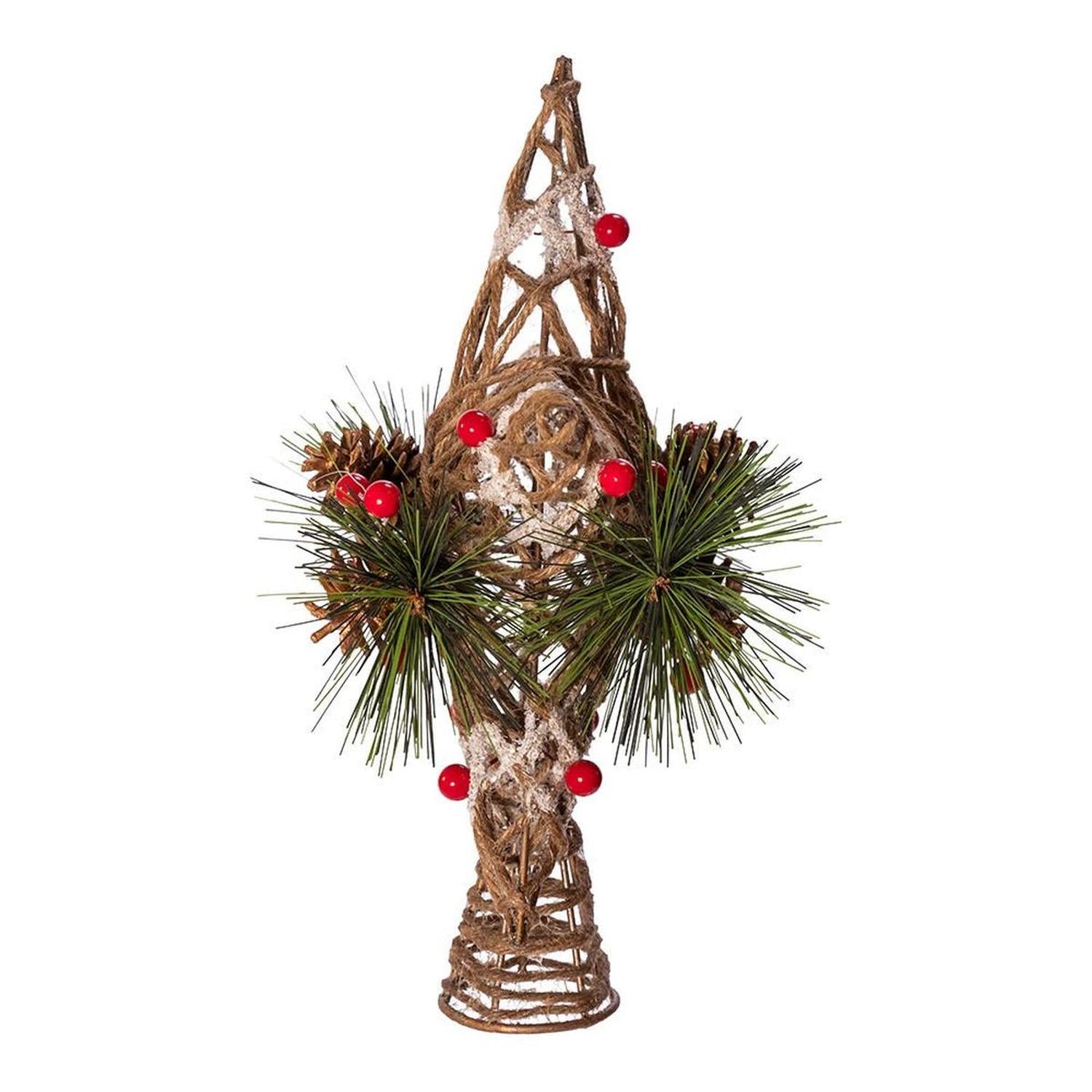 Kurt Adler 11-Inch Natural Star with Pinecones Treetop