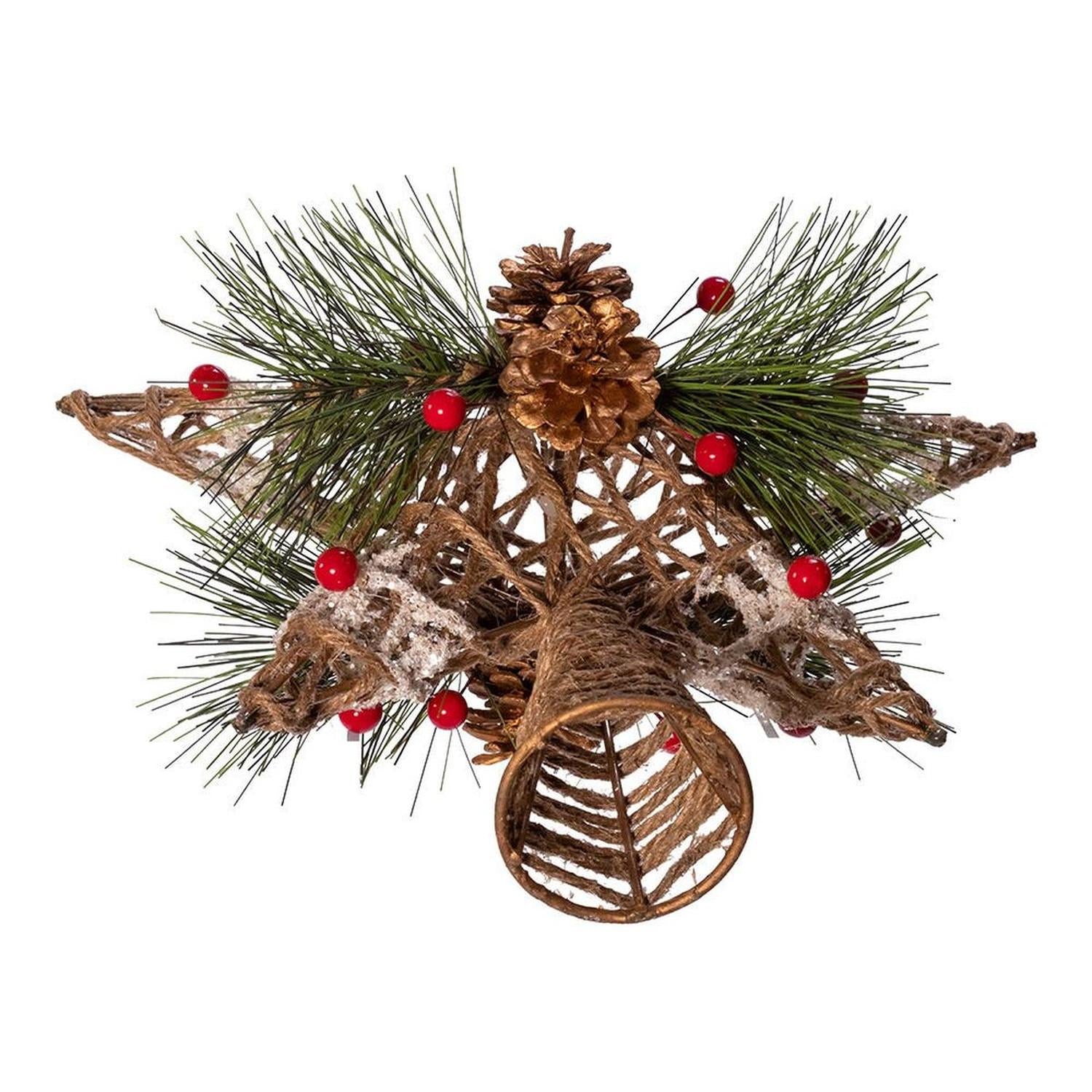 Kurt Adler 11-Inch Natural Star with Pinecones Treetop