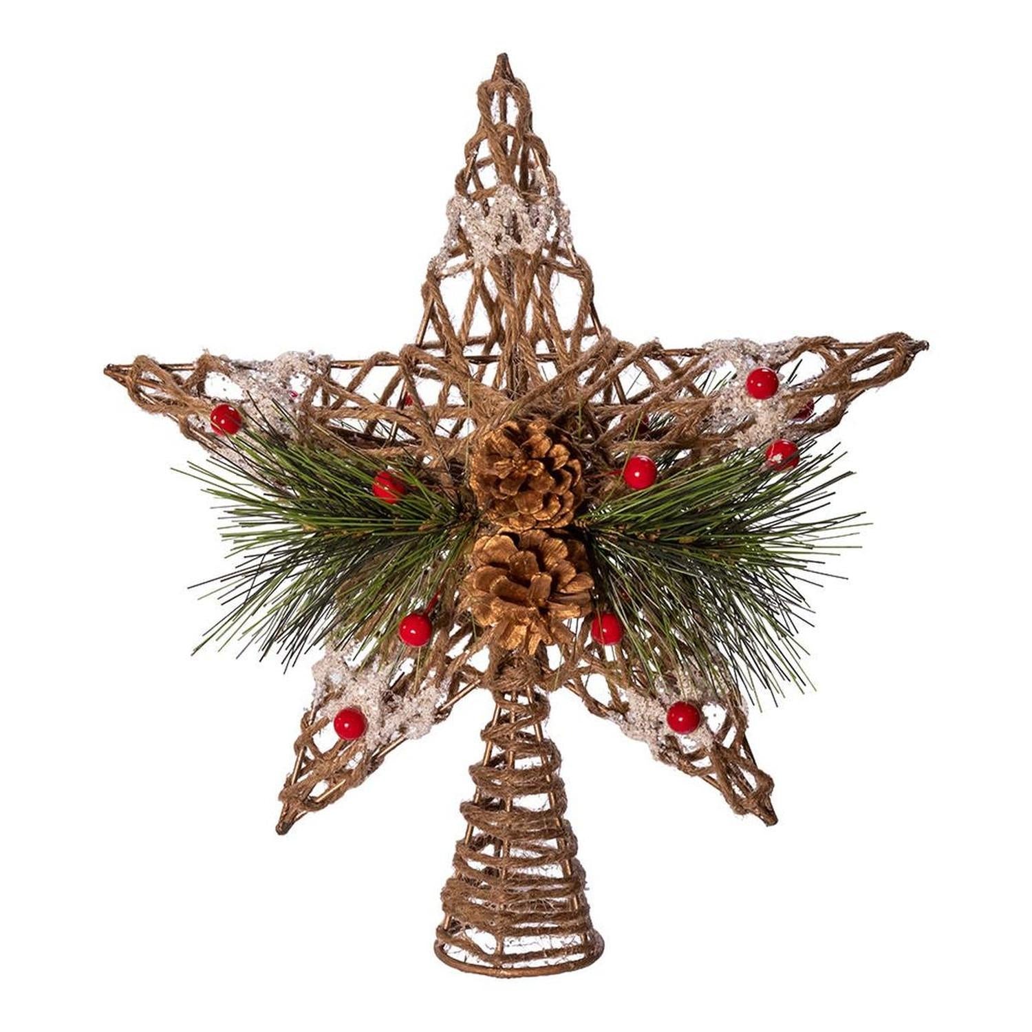Shop For Kurt Adler 11 - Inch Natural Star with Pinecones Treetop
