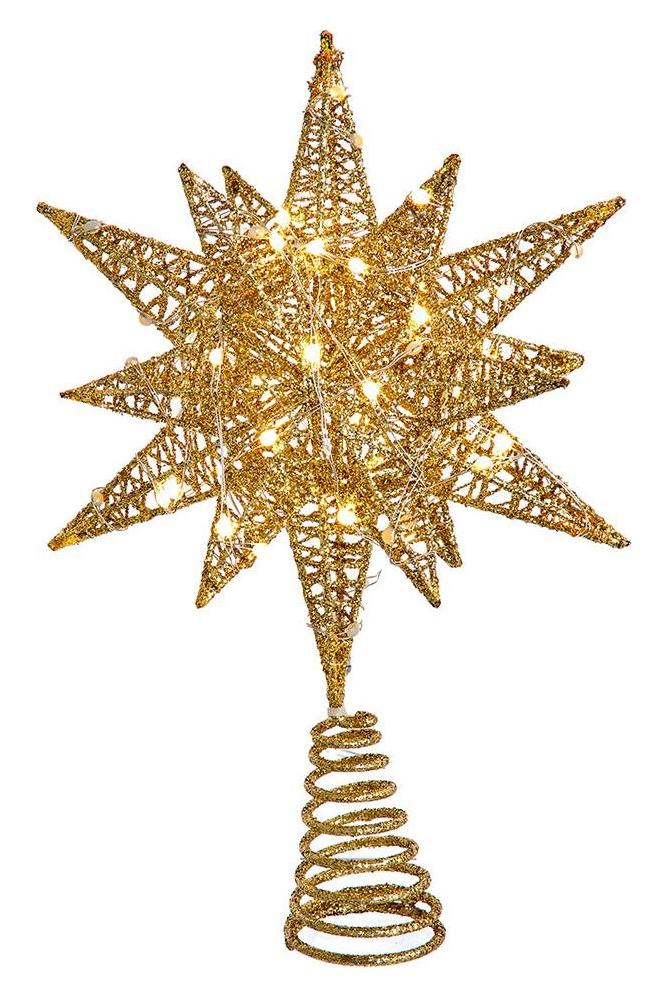 Shop For Kurt Adler 11" Pre - Lit Twinkling LED Gold Starburst Tree Topper