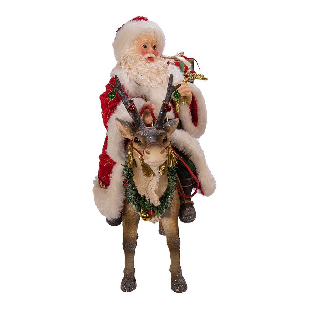 Shop For Kurt Adler 11.5 - Inch Fabriché Santa on Reindeer