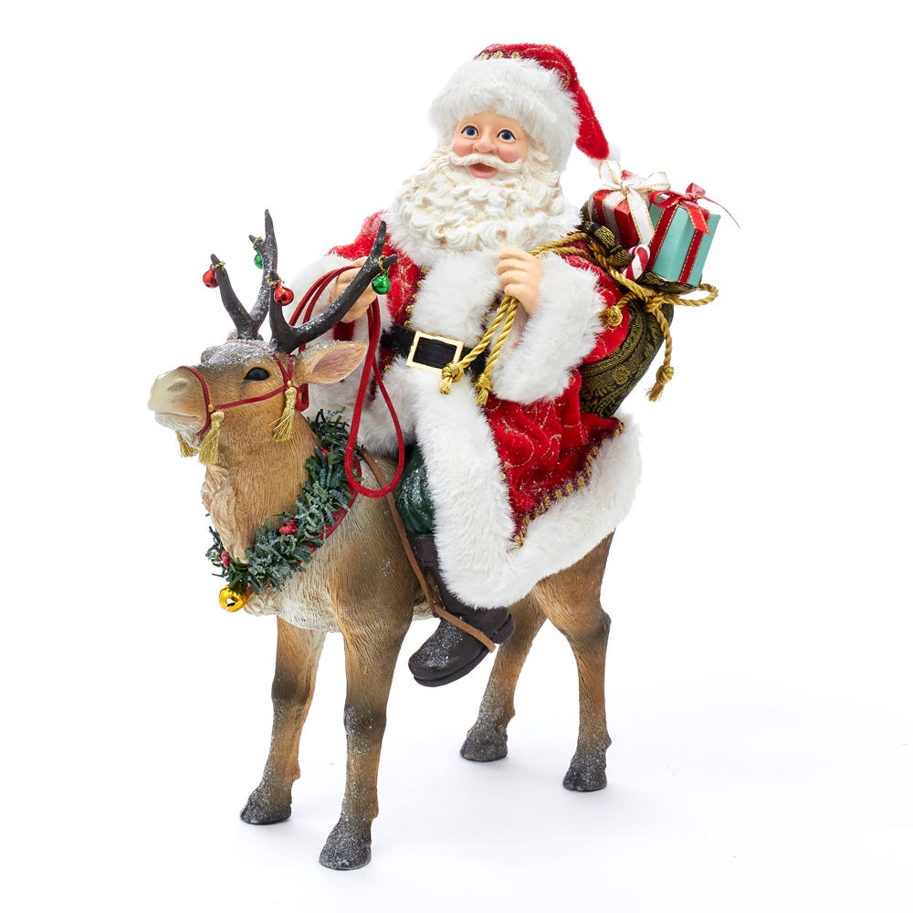 Shop For Kurt Adler 11.5 - Inch Fabriché Santa on Reindeer