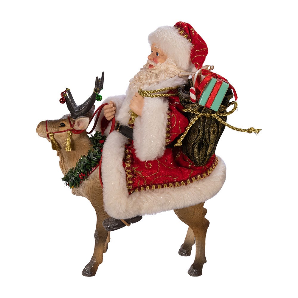 Shop For Kurt Adler 11.5 - Inch Fabriché Santa on Reindeer
