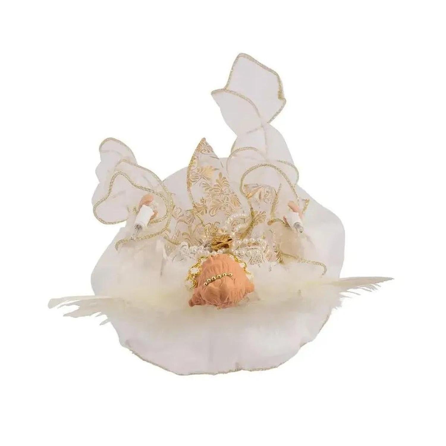 Kurt Adler 12-Inch 10-Light Ivory and Gold Angel Treetop