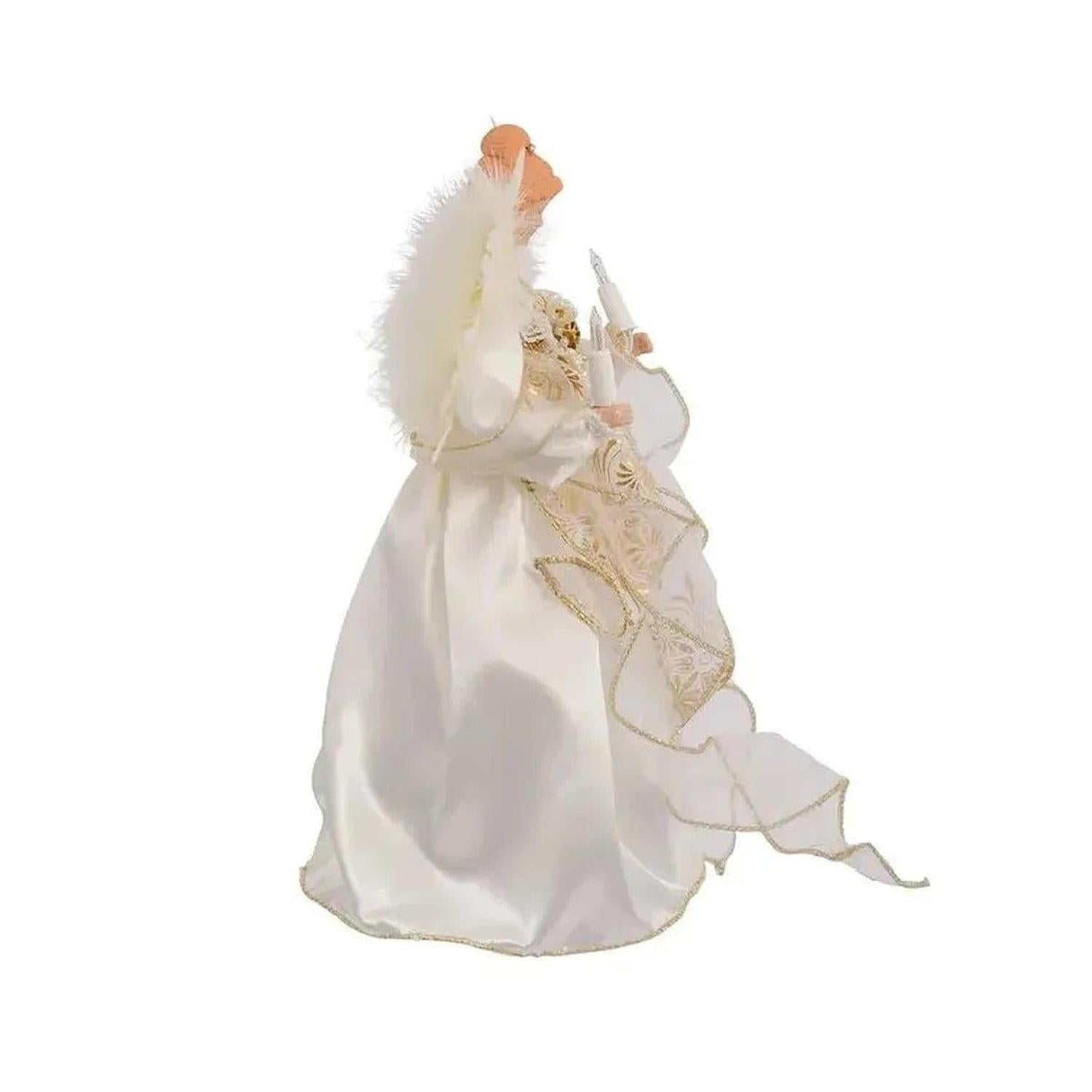 Kurt Adler 12-Inch 10-Light Ivory and Gold Angel Treetop