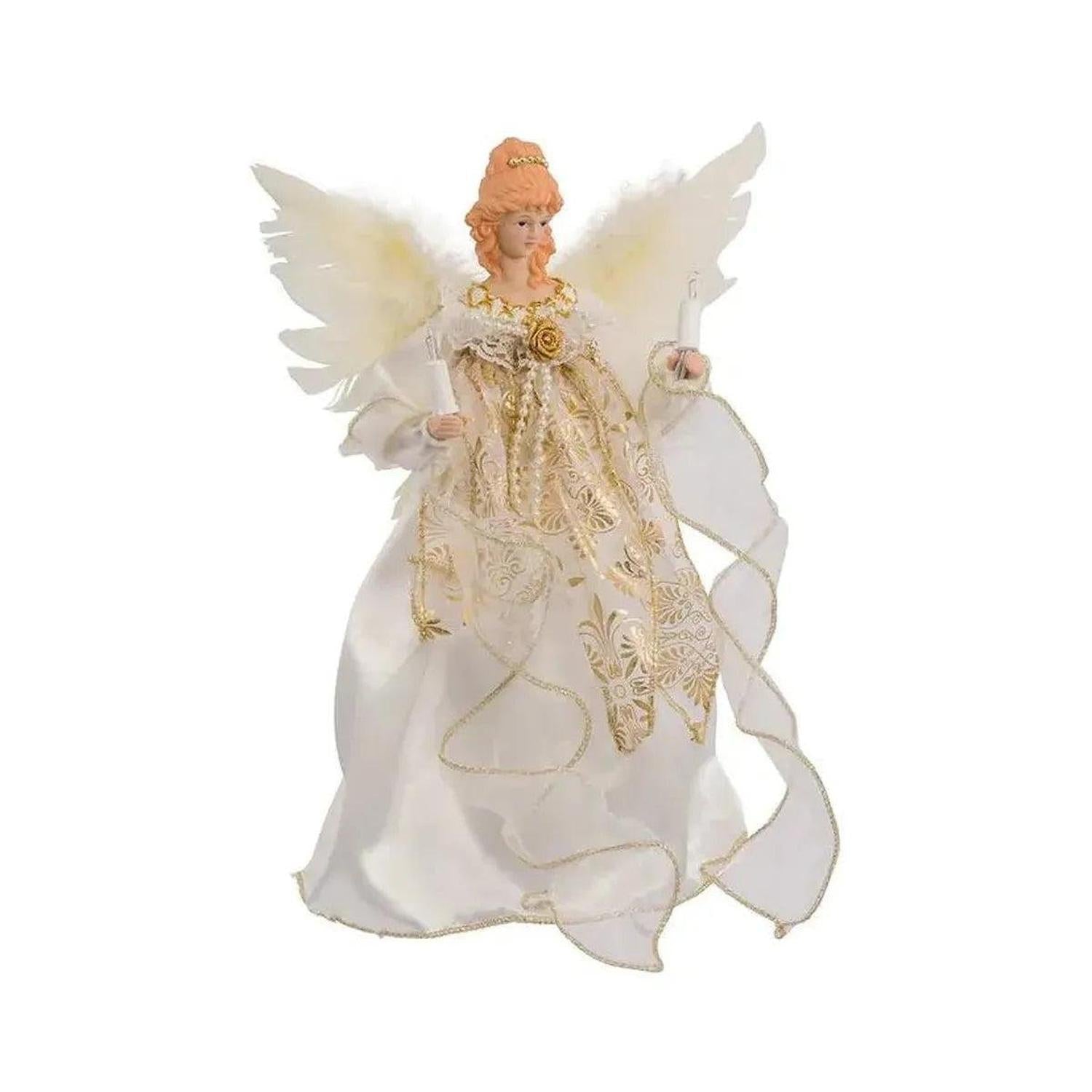 Kurt Adler 12-Inch 10-Light Ivory and Gold Angel Treetop