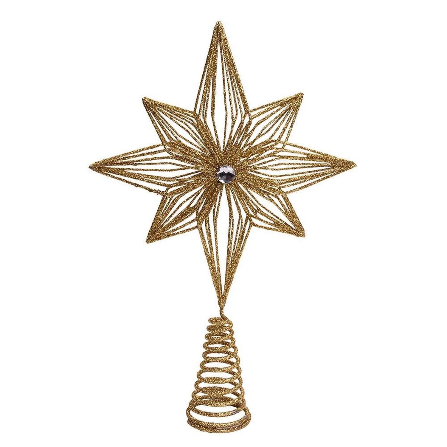 Shop For Kurt Adler 12 - Inch Unlit Gold Glittered 6 - Point Star Tree Topper