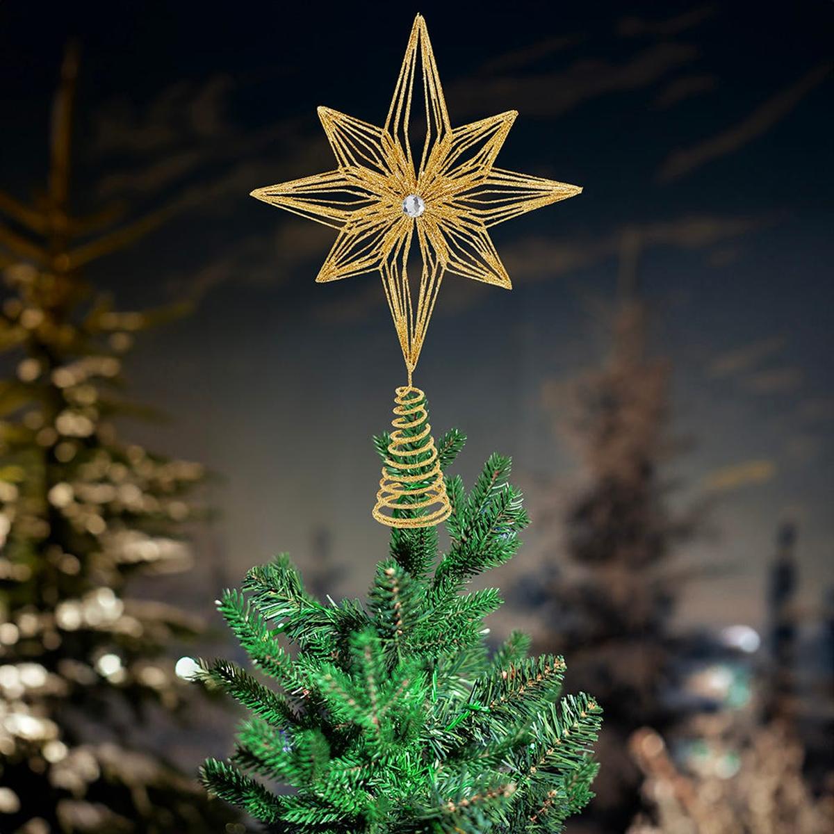 Shop For Kurt Adler 12 - Inch Unlit Gold Glittered 6 - Point Star Tree Topper