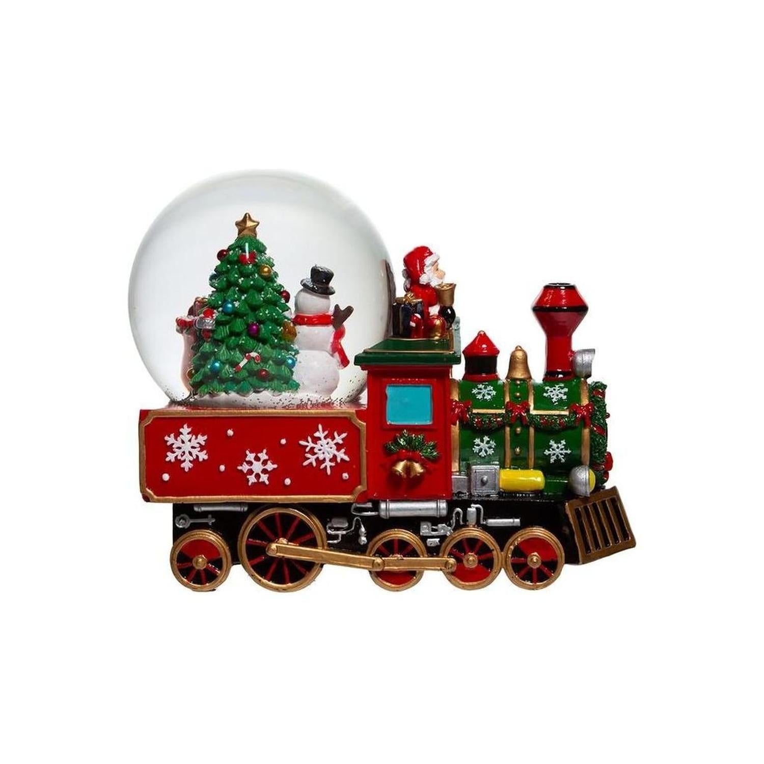 Kurt Adler 120MM Musical Santa Driving Train Water Globe