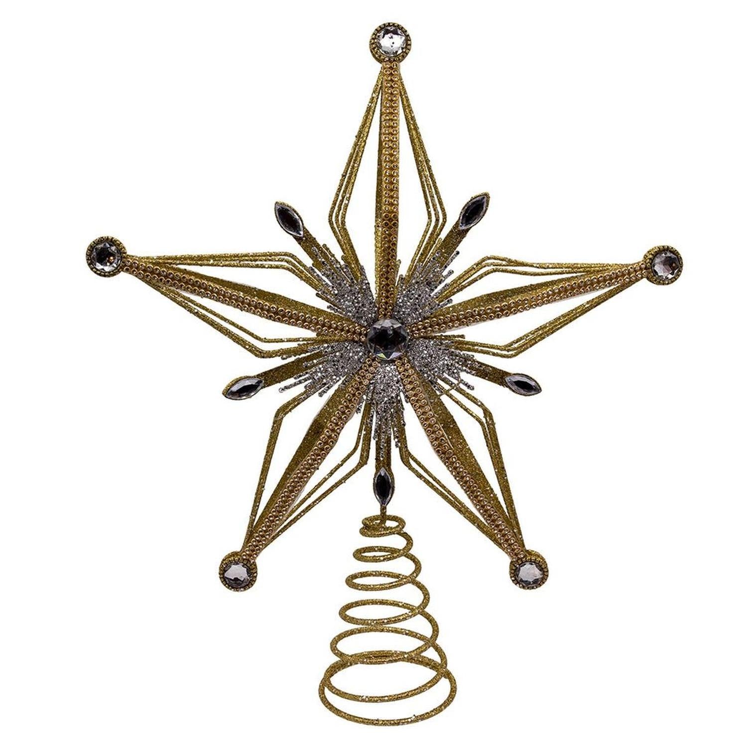 Shop For Kurt Adler 12.5 - Inch Gold and Silver Star Tree Topper