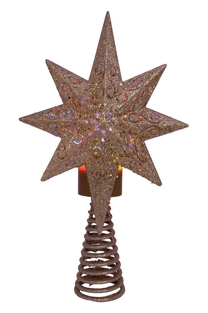 Shop For Kurt Adler 13.4 Inch Gold Glitter Polaris Projector Tree Topper