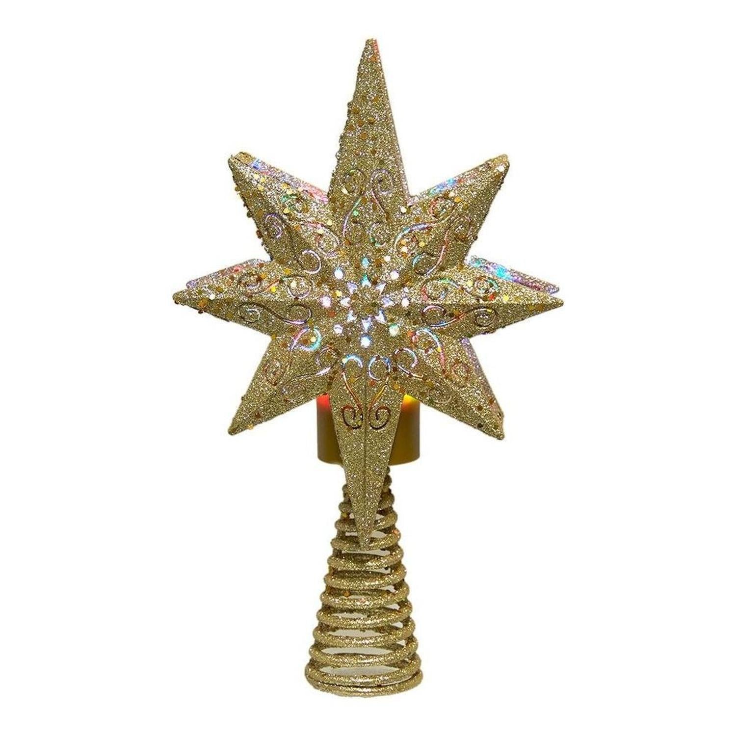 Shop For Kurt Adler 13.4 Inch Gold Glitter Polaris Projector Tree Topper