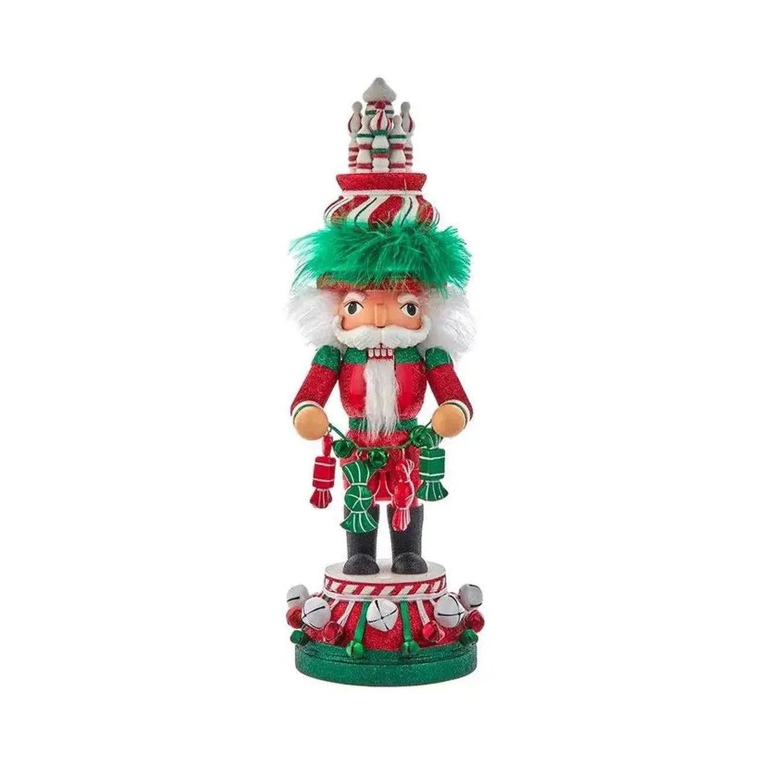 Kurt Adler 15" Hollywood Nutcrackers™ Red, White & Green Candy Tower Hat Nutcracker