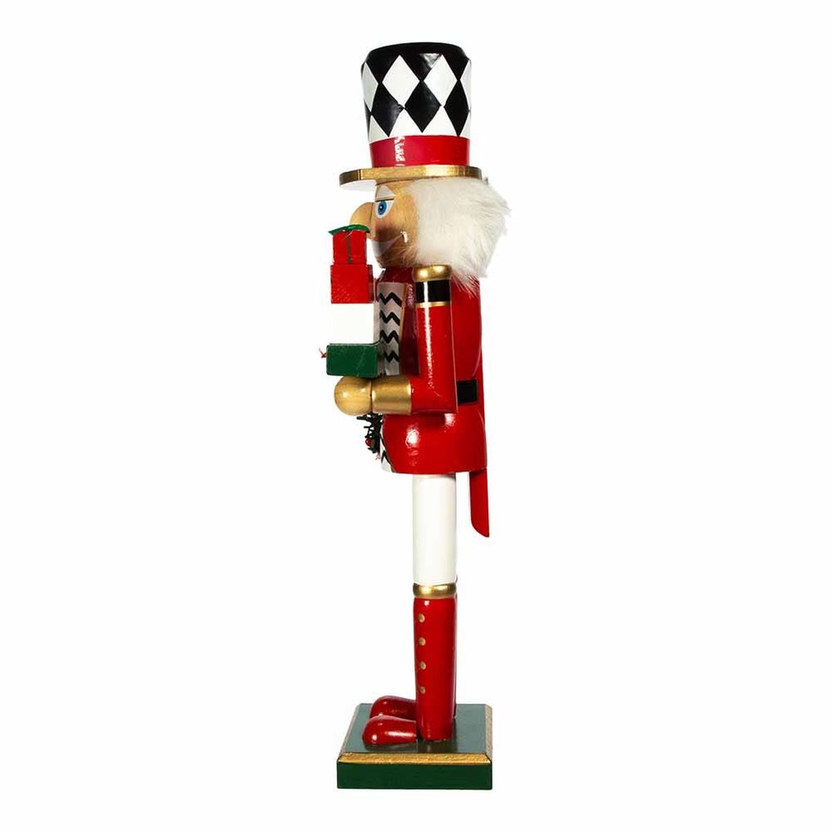 Shop For Kurt Adler 15 - Inch Red, White and Black Nutcracker with Gift Box and Wreath