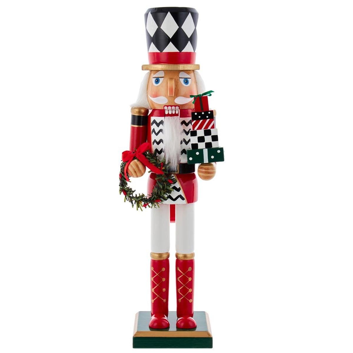 Shop For Kurt Adler 15 - Inch Red, White and Black Nutcracker with Gift Box and Wreath