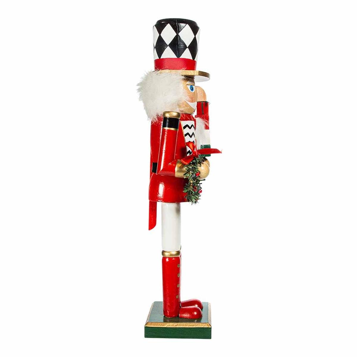 Shop For Kurt Adler 15 - Inch Red, White and Black Nutcracker with Gift Box and Wreath