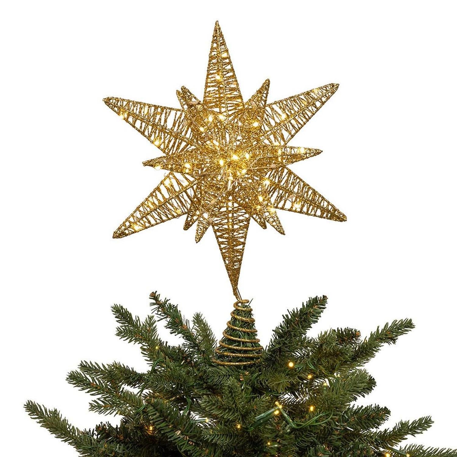 Kurt Adler 15-Inch Twinkling LED Gold Tree Topper
