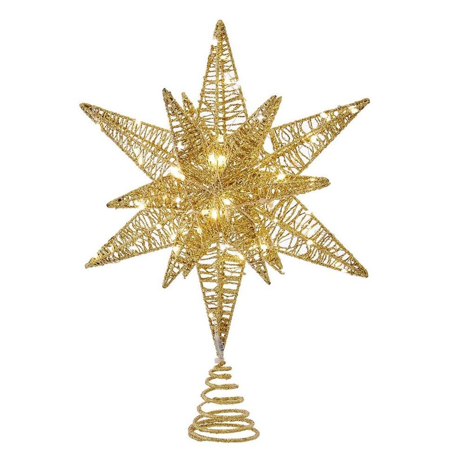 Kurt Adler 15-Inch Twinkling LED Gold Tree Topper