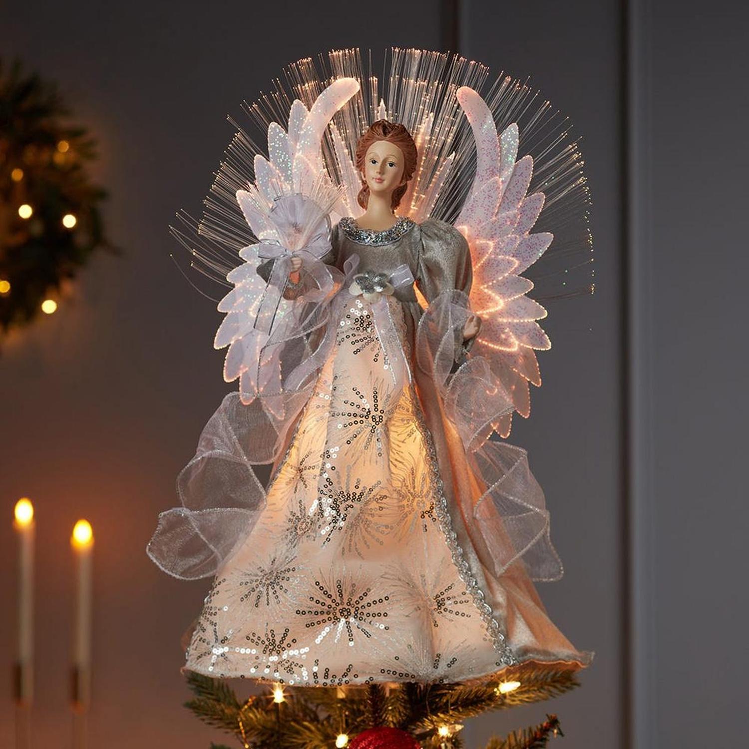 Kurt Adler 16-Inch Fiber Angel Tree Topper