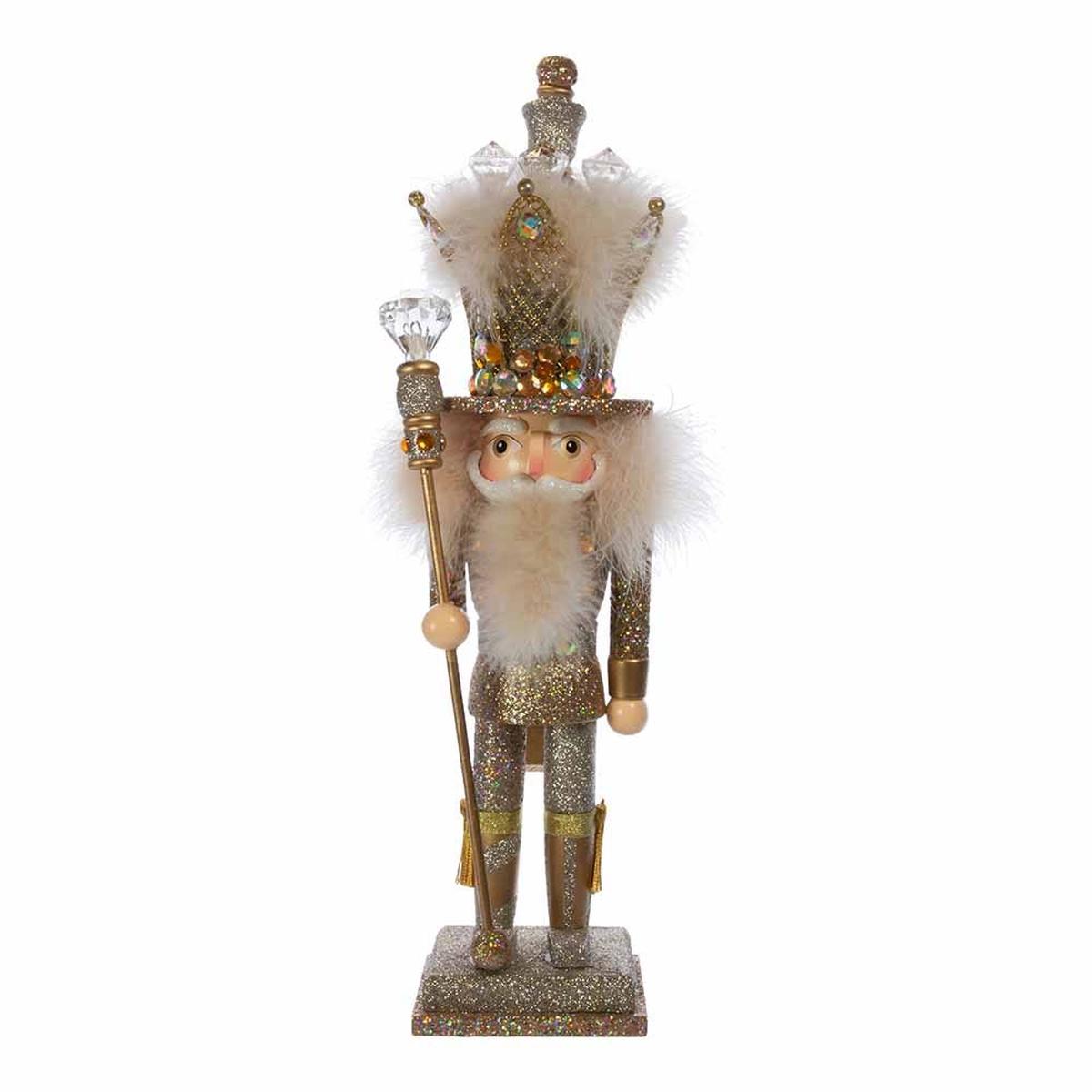 Shop For Kurt Adler 16 - Inch Hollywood Platinum and Gold Glitter King Nutcracker