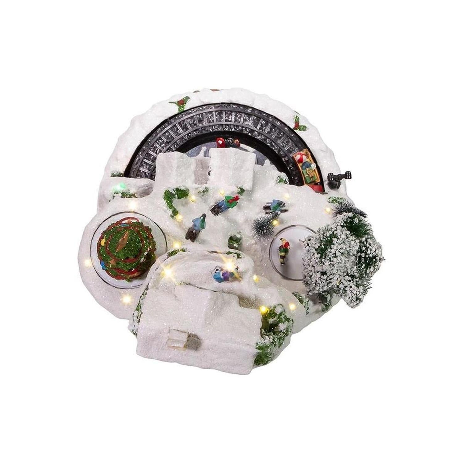 Kurt Adler 17-Inch Musical LED Village on Mountain Table Piece