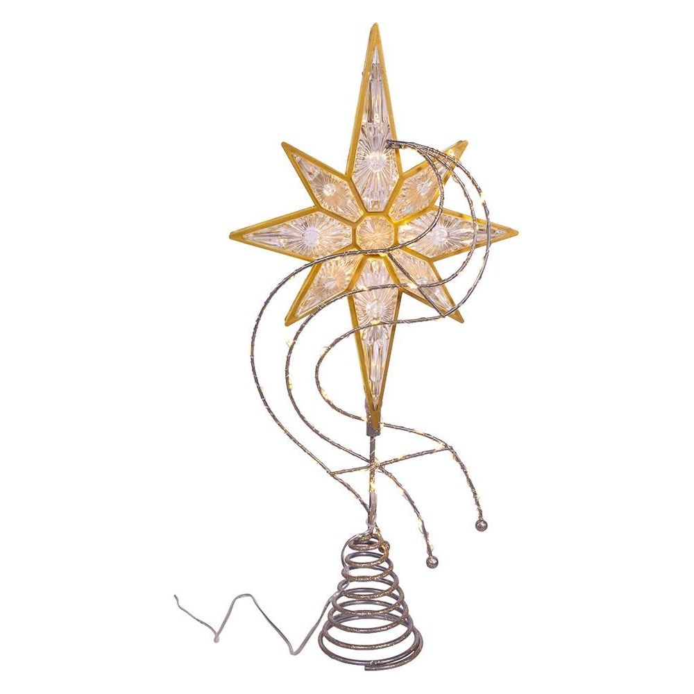 Shop For Kurt Adler 17 - Inch Pre - Lit 8 - Point Gold Glitter Star Tree Topper