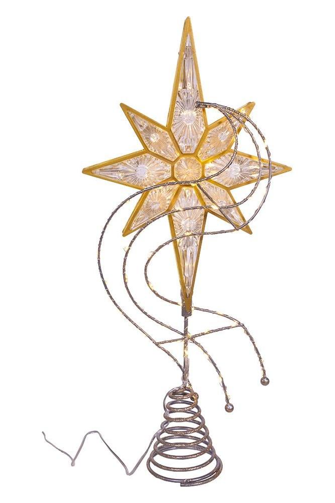 Shop For Kurt Adler 17 - Inch Pre - Lit 8 - Point Gold Glitter Star Tree Topper