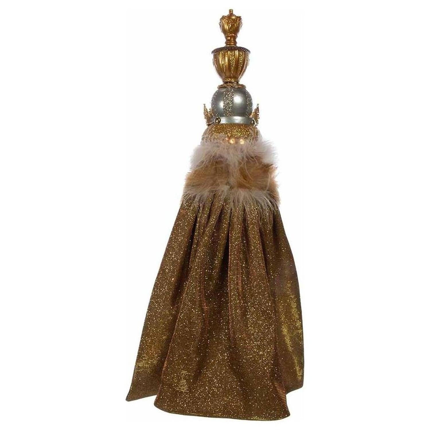 Kurt Adler 17.5" Hollywood Gold with Fuzzy Cape King Nutcracker