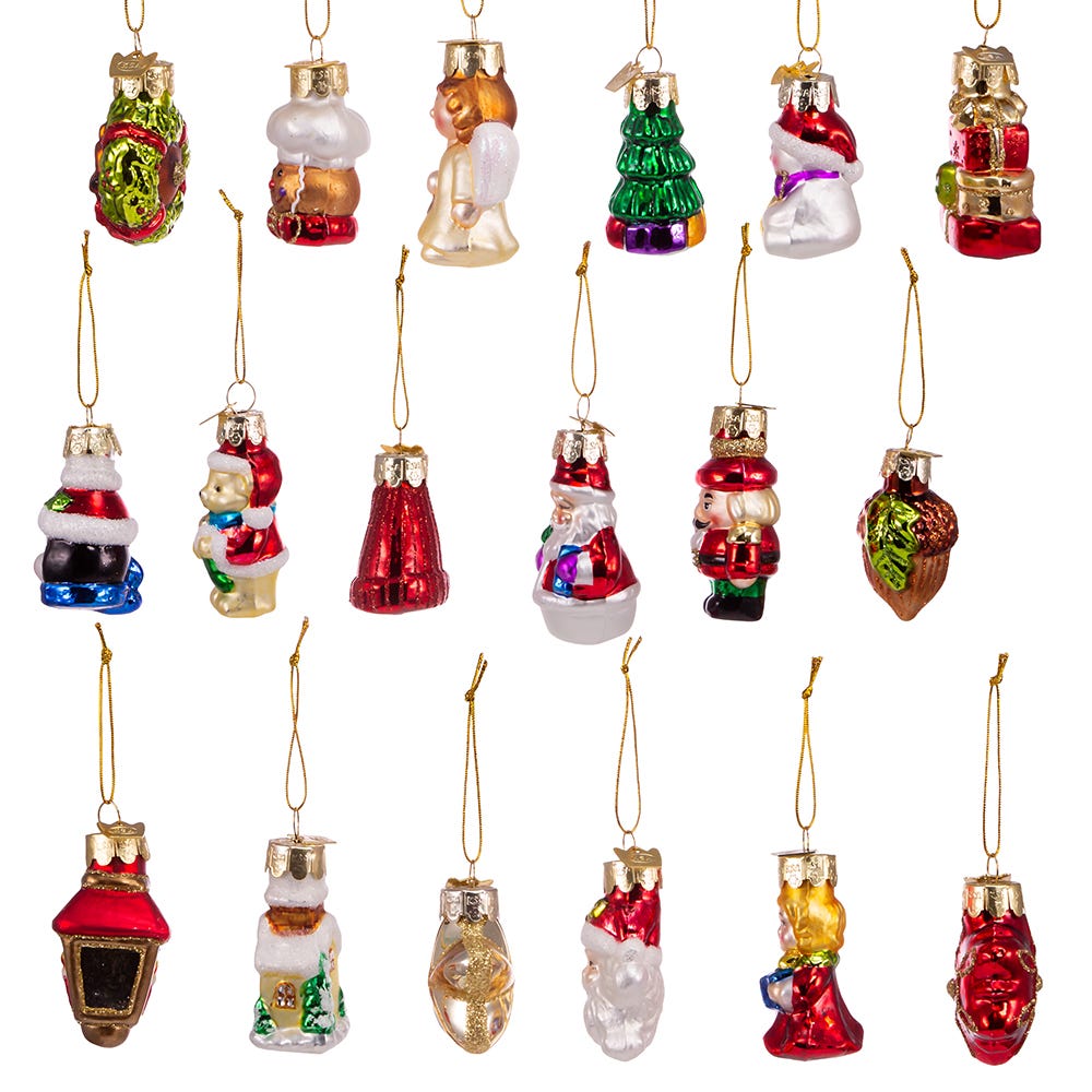 Shop For Kurt Adler 2 - 2.5 - Inch Mini Christmas Shape Glass Ornaments, 18 Piece Set