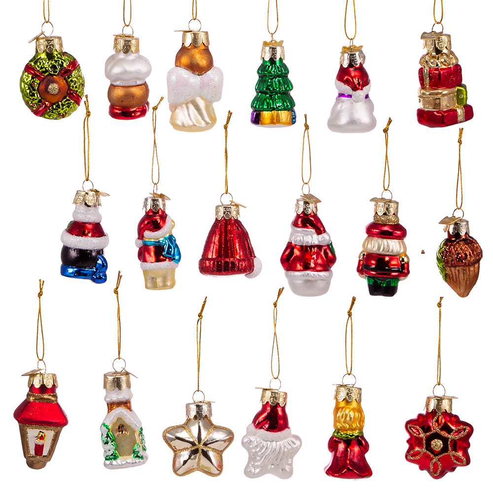 Shop For Kurt Adler 2 - 2.5 - Inch Mini Christmas Shape Glass Ornaments, 18 Piece Set