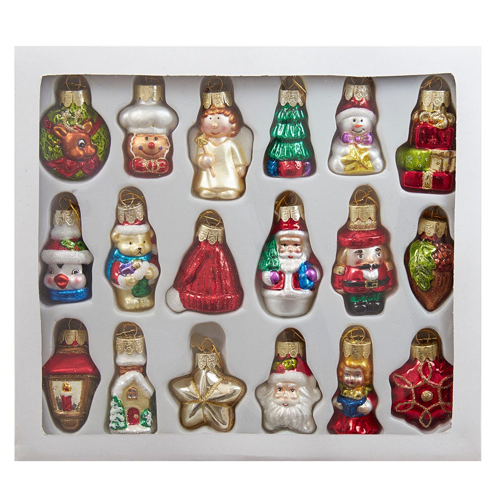 Shop For Kurt Adler 2 - 2.5 - Inch Mini Christmas Shape Glass Ornaments, 18 Piece Set