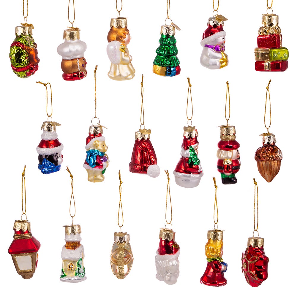 Shop For Kurt Adler 2 - 2.5 - Inch Mini Christmas Shape Glass Ornaments, 18 Piece Set