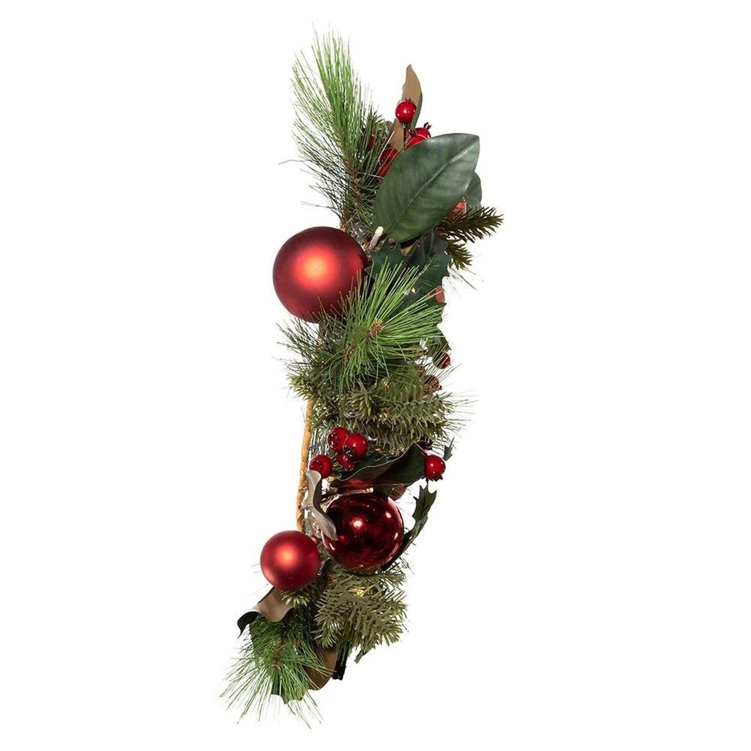 Kurt Adler 22-Inch Red Berries and Balls LED Wreath