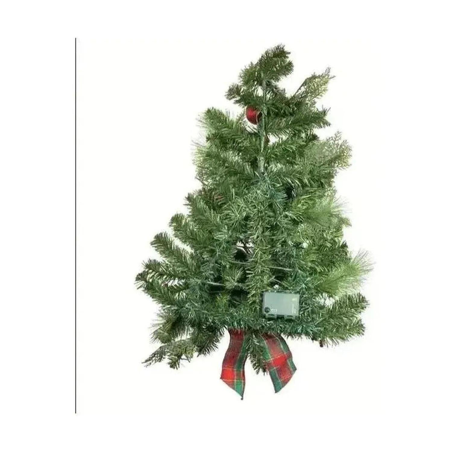 Kurt Adler 26-Inch Battery-Operated Pre-Lit Red And Green Wall Tree With Bow