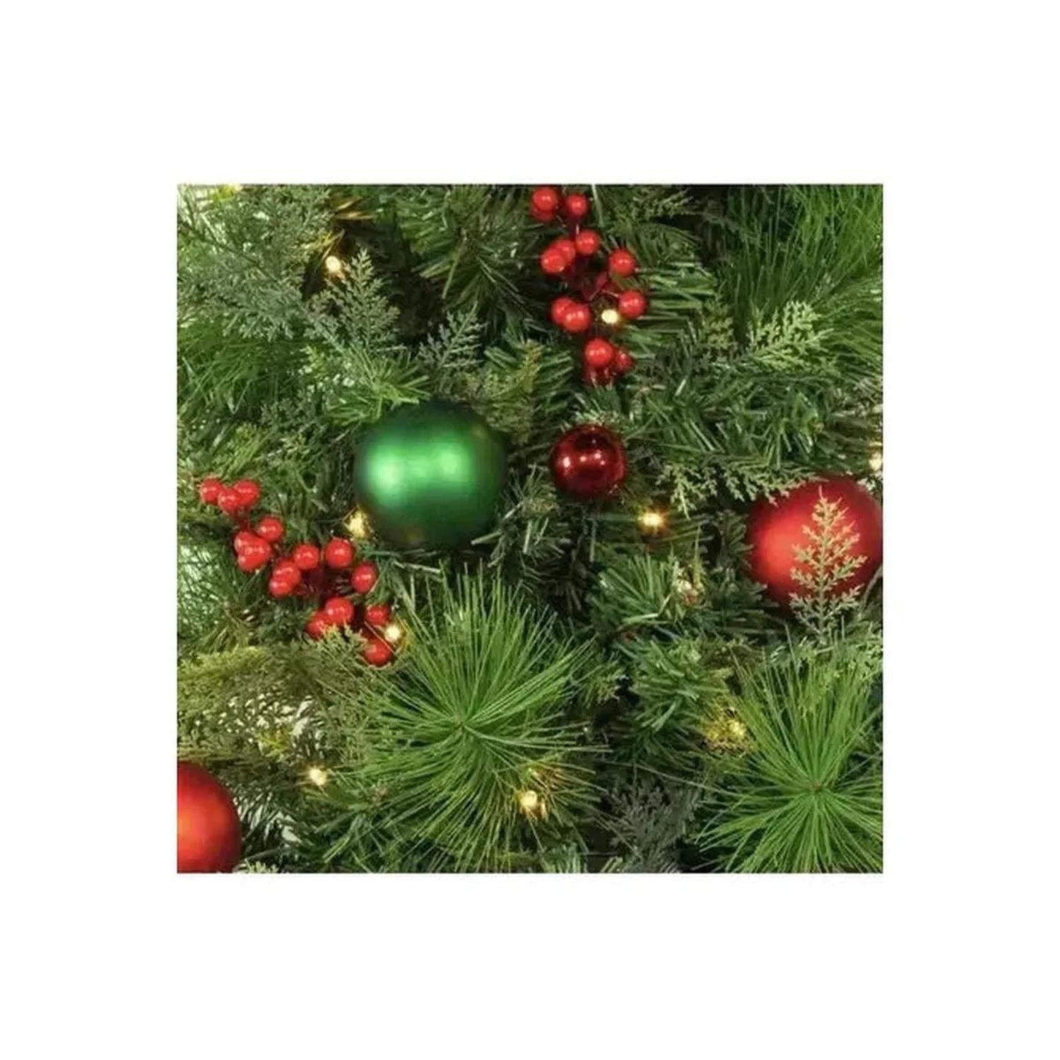 Kurt Adler 26-Inch Battery-Operated Pre-Lit Red And Green Wall Tree With Bow