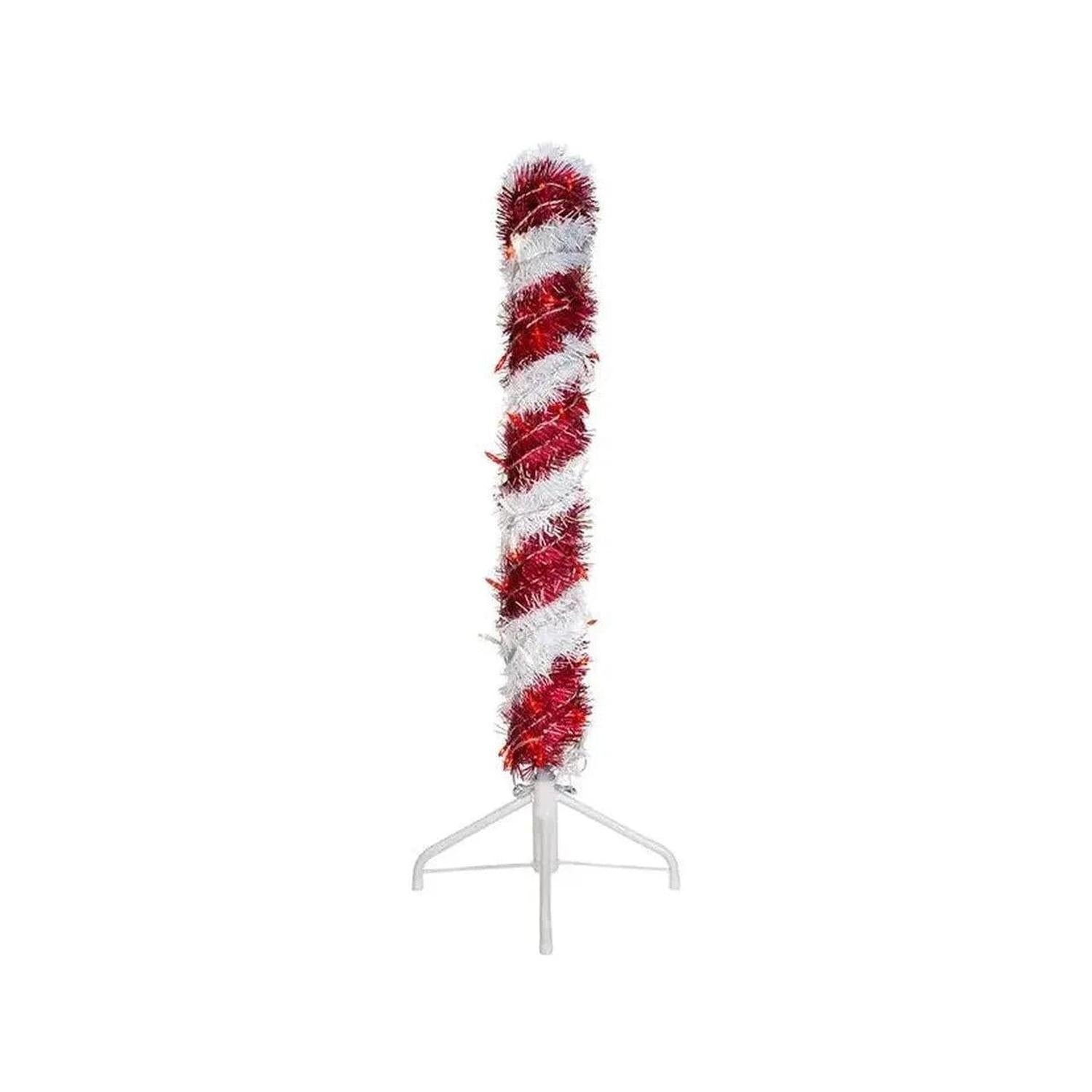 Kurt Adler 3-Foot Pre-Lit Red and White LED Tinsel Candy Cane