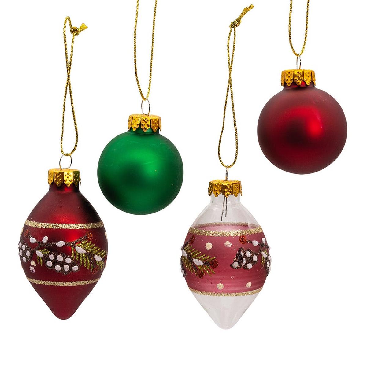 Shop For Kurt Adler 35MM Glass Green and Burgundy Ornament Set