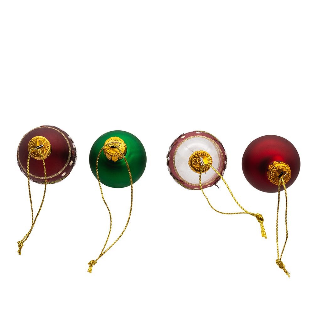 Shop For Kurt Adler 35MM Glass Green and Burgundy Ornament Set