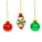 Shop For Kurt Adler 35MM Glass Green and Red Ball and Finial (Set of 12)