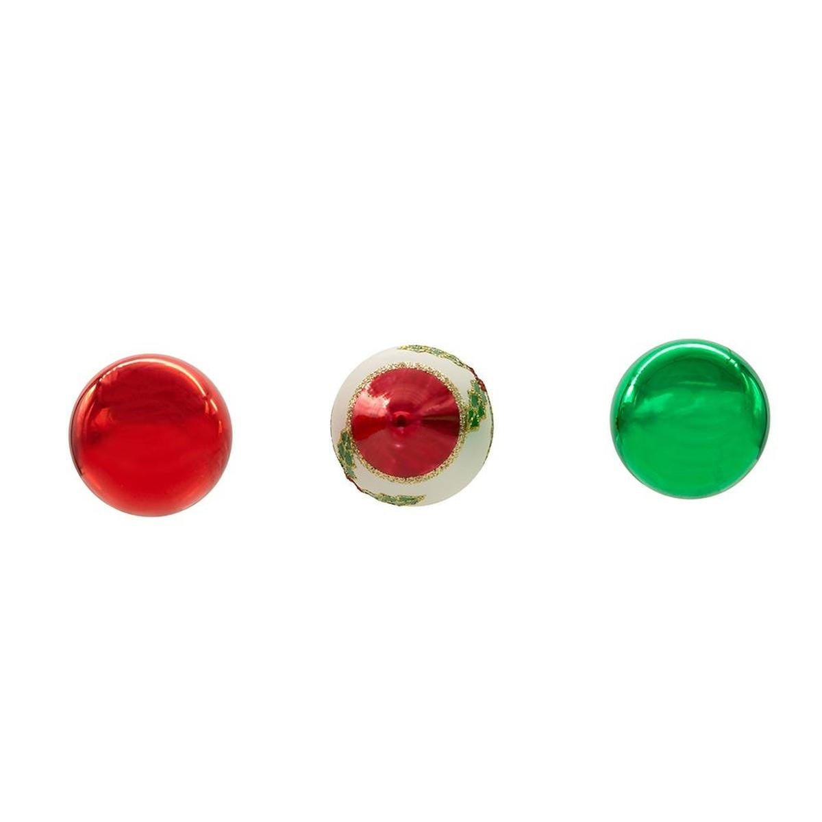 Shop For Kurt Adler 35MM Glass Green and Red Ball and Finial (Set of 12)