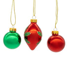 Shop For Kurt Adler 35MM Glass Green and Red With Holly Leaves Ball 12 - Piece Set