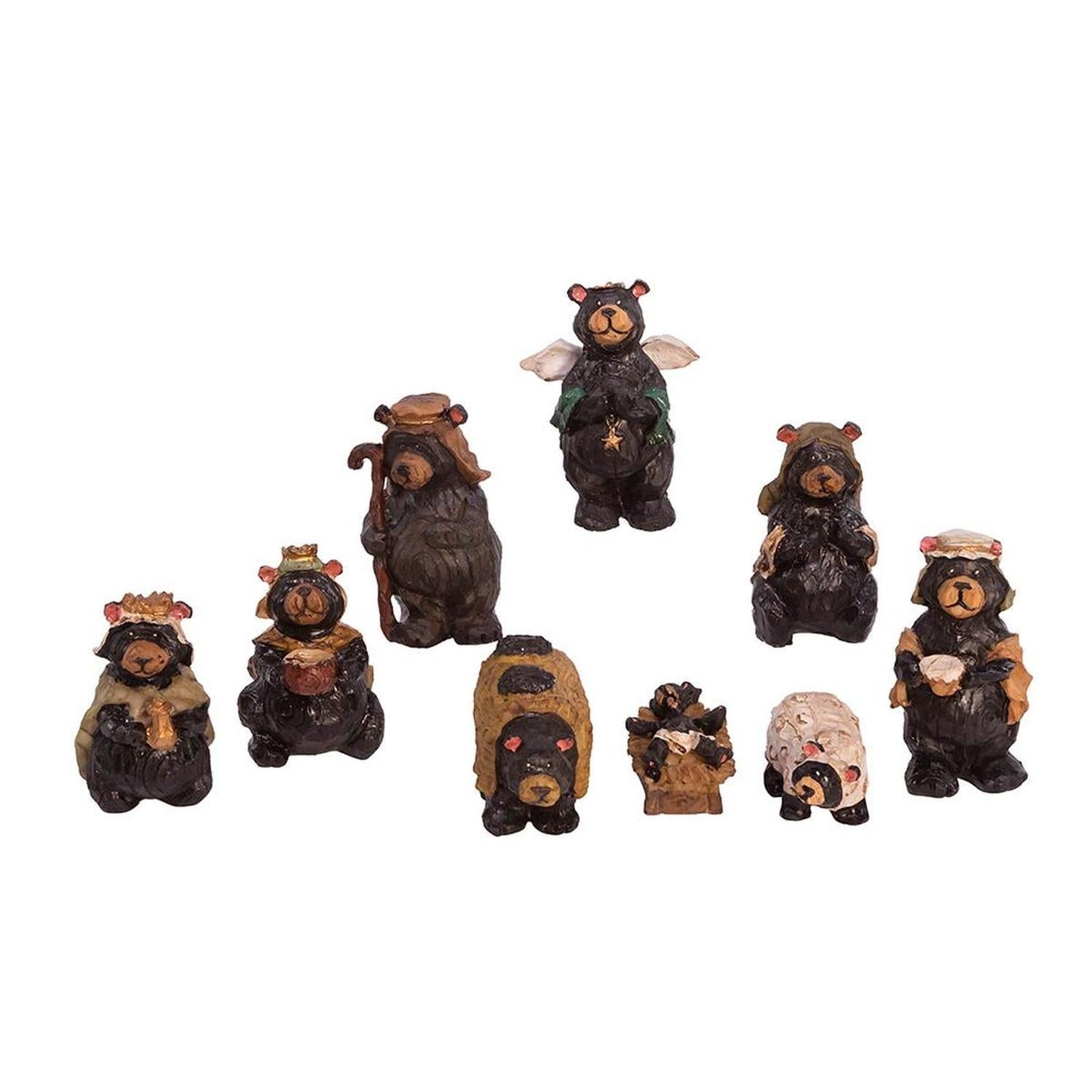 Kurt Adler 4-Inch Resin Nativity Bear, Set of 9