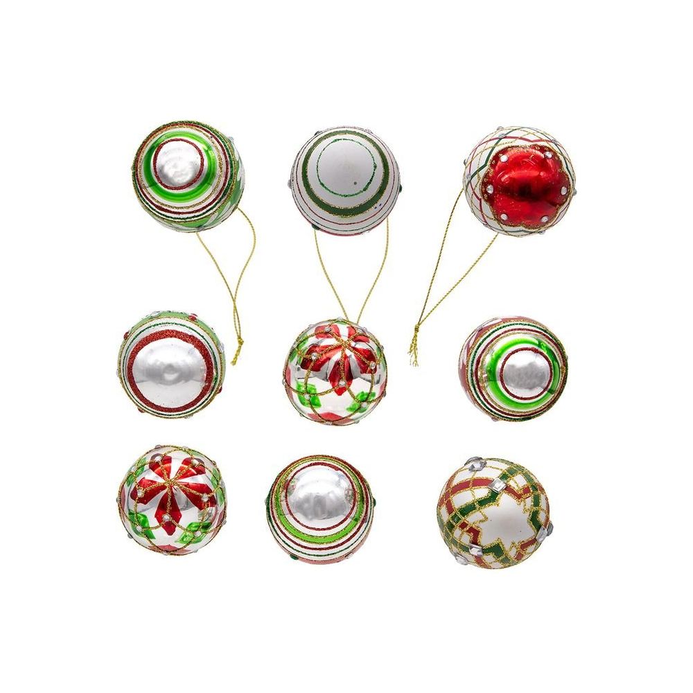Shop For Kurt Adler 45MM Glass Red and Green Decorated Eggs, 9 Piece Set